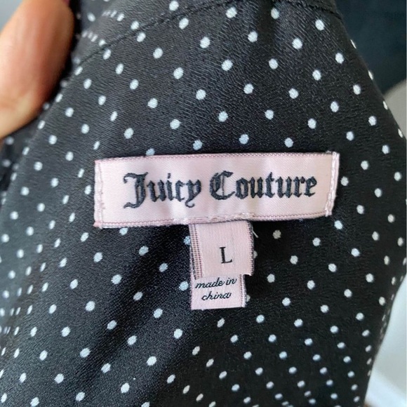 JUICY COUTURE Polka Dot Button up women’s Long sleeve Blouse top size Large - Picture 2 of 6